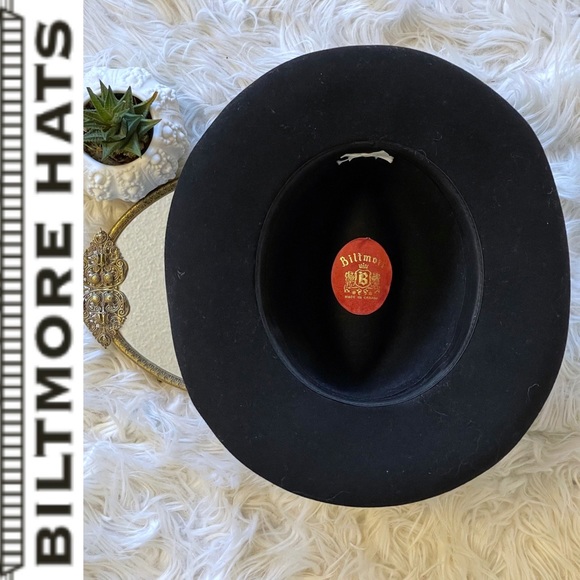Vintage BILTMORE 🇨🇦 Black Soft Felt Classic Fedora Hat, Small - Picture 13 of 16